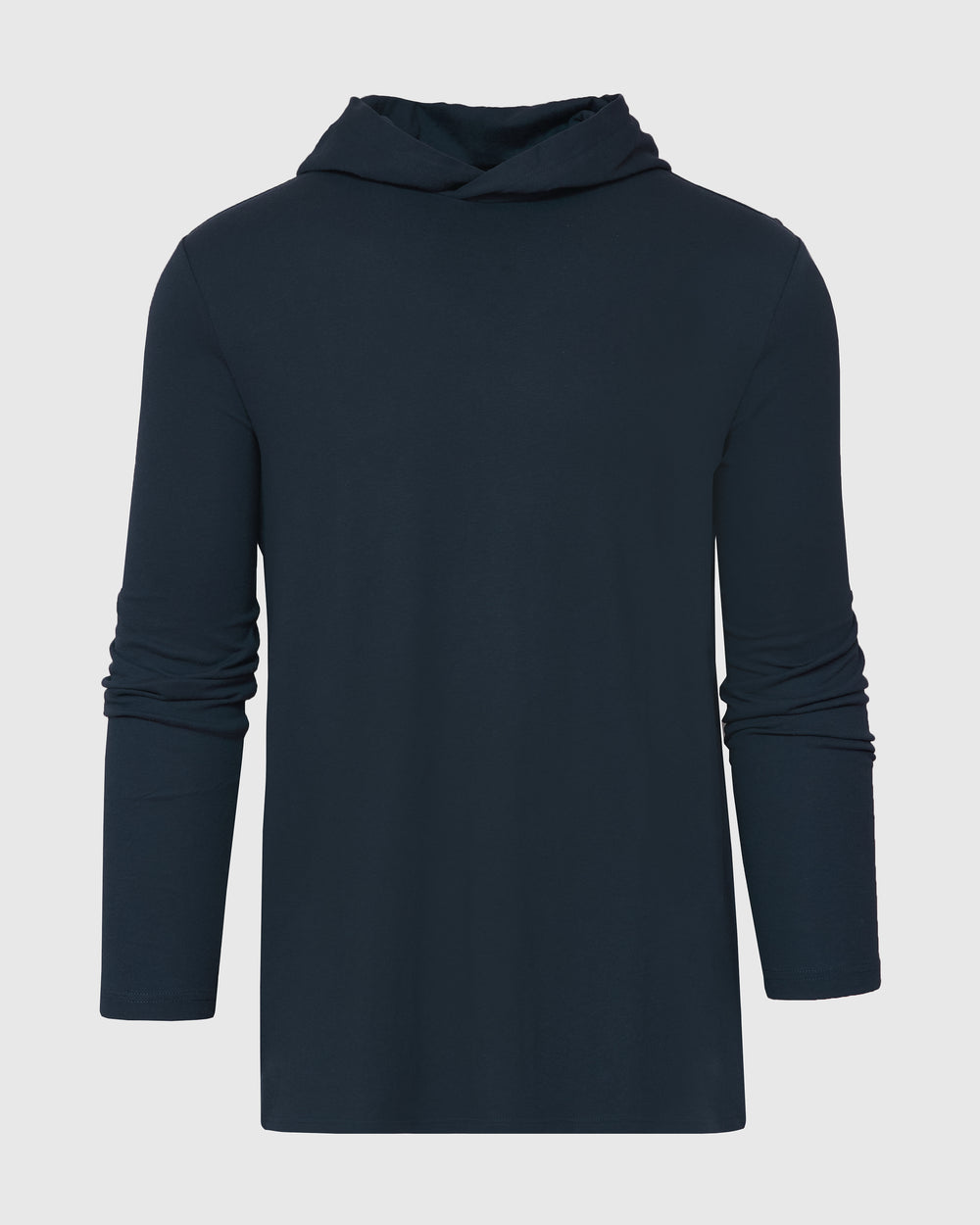 Navy Hooded Long Sleeve T-Shirt, Men's Navy Hooded Long Sleeve T-Shirt