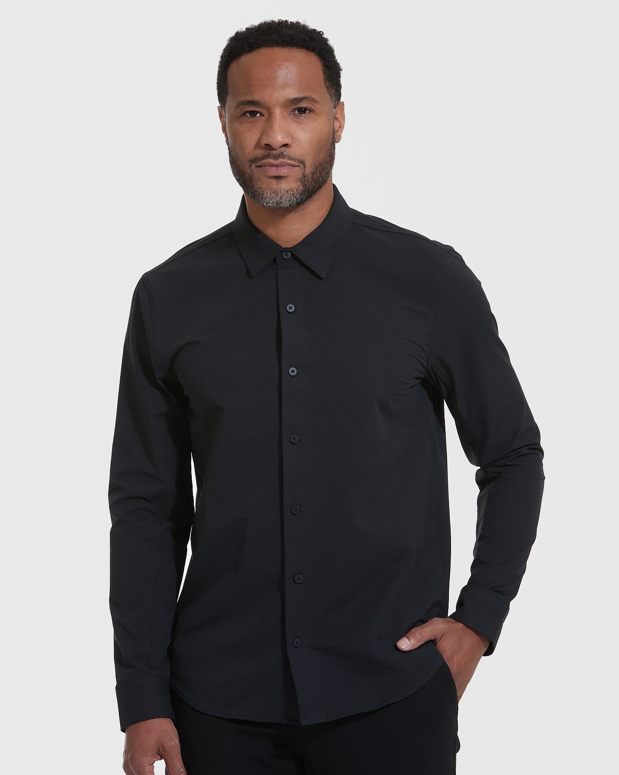 Black Commuter Long Sleeve Button Up Shirt | Black Commuter Long Sleeve ...