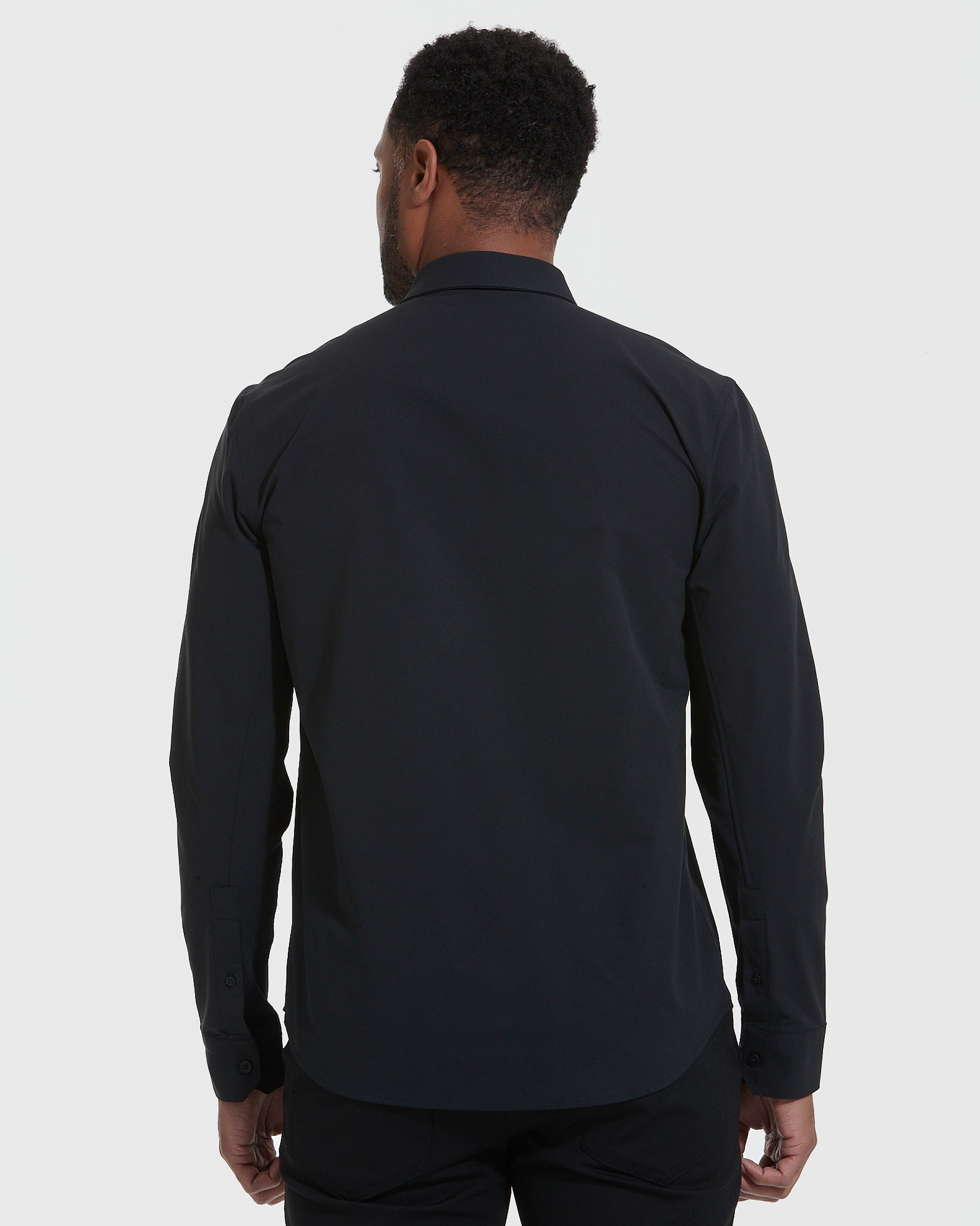 Black Commuter Long Sleeve Button Up Shirt