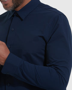 True ClassicCamisa de viaje mangas largas azul marino