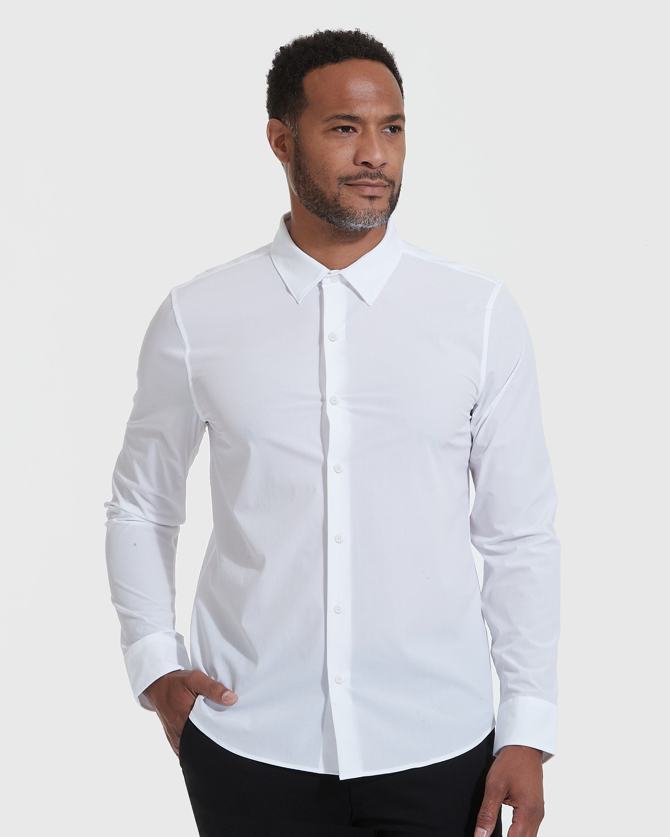 White Commuter Long Sleeve Button Up Shirt | White Commuter Long Sleeve ...