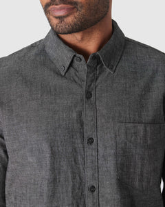 True ClassicCamisa Chambray mangas largas negro lavado