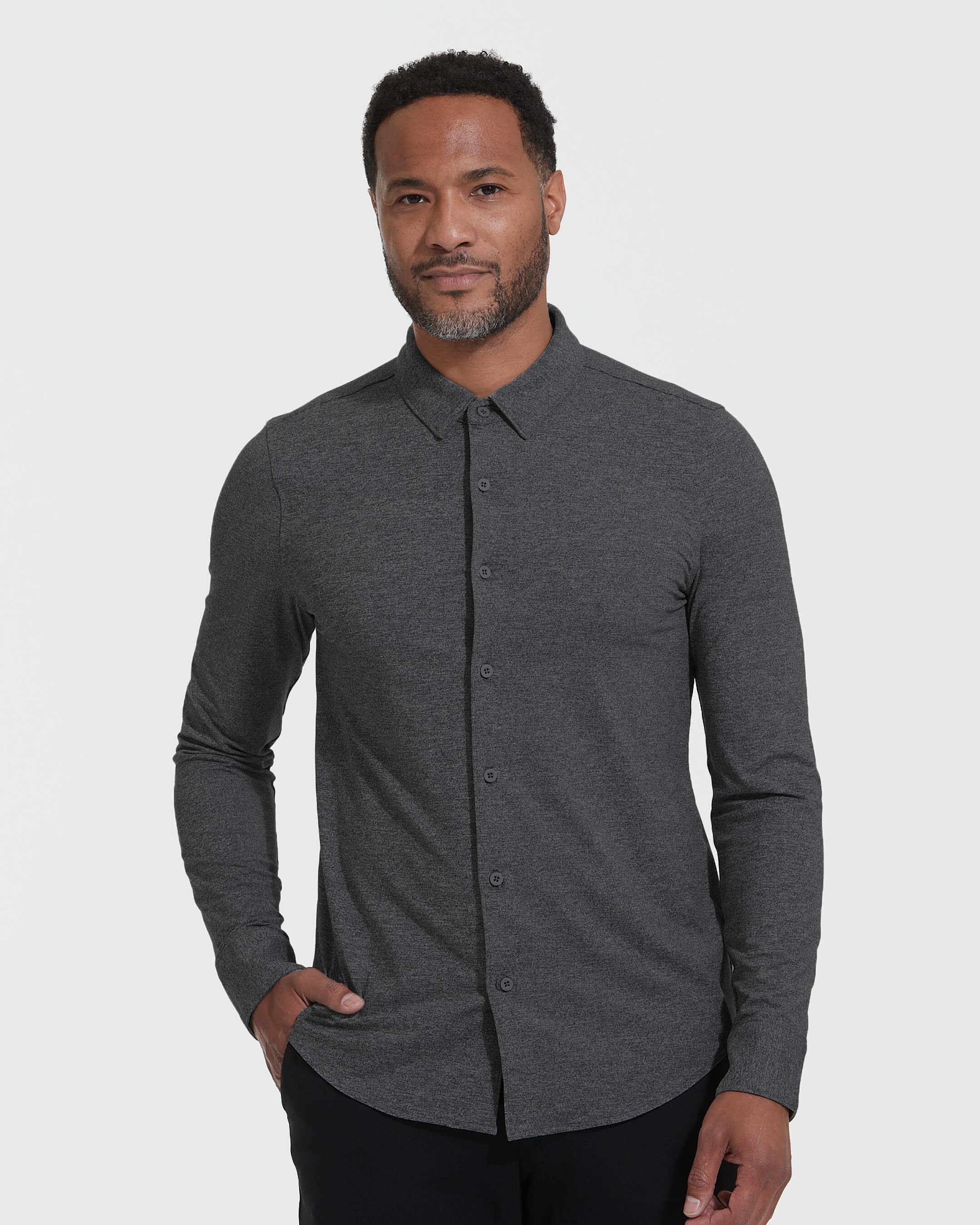 Charcoal Heather Gray Comfort Long Sleeve Button Up Shirt Charcoal Heather Gray Comfort Long Sleeve Button Up Shirt True Classic