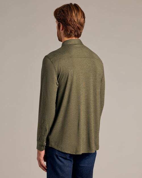 Dark Heather Military Green Long Sleeve Do-It-All Comfort Shirt