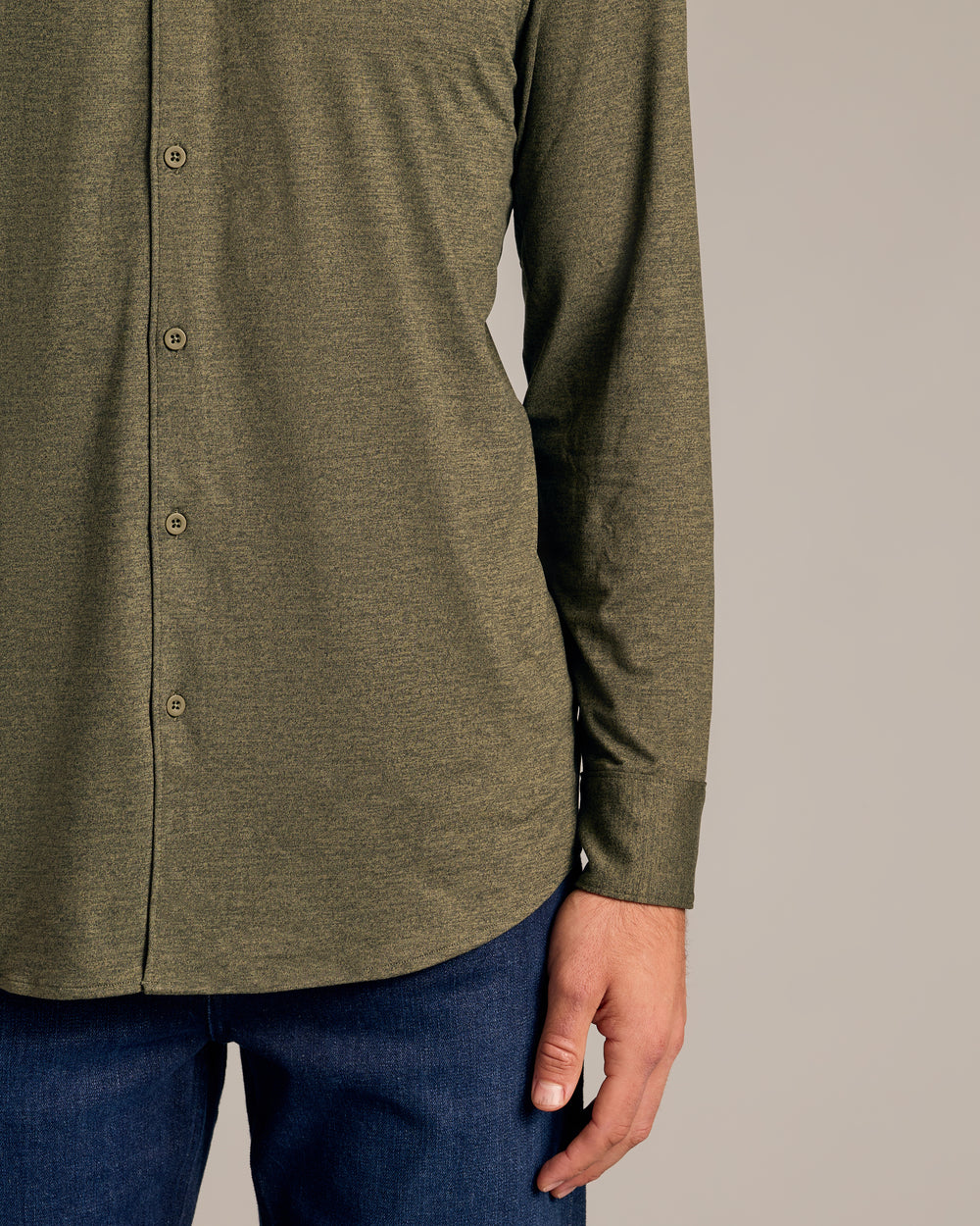 Dark Heather Military Green Long Sleeve Do-It-All Comfort Shirt