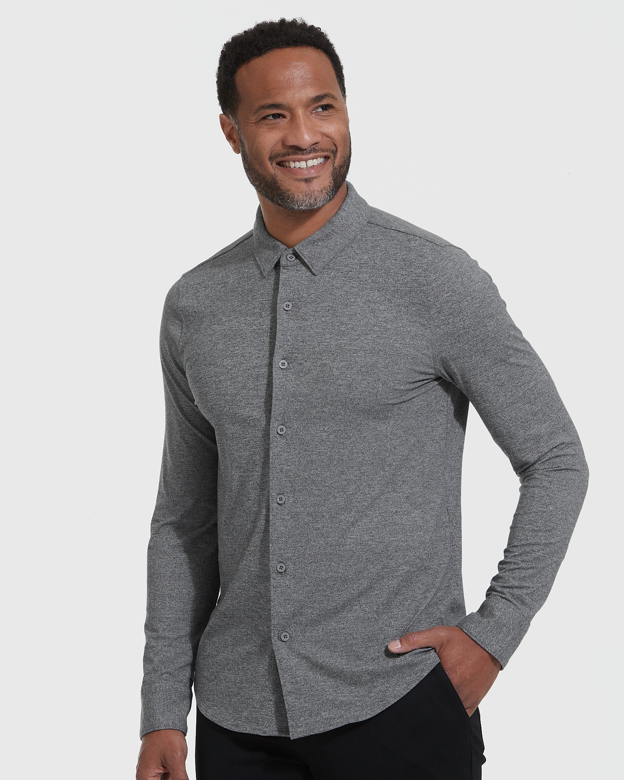 Gray button up shirt store