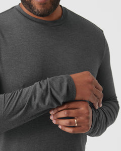 True ClassicLongsleeve-Loungewear-T-Shirt in Charcoal Heather Gray