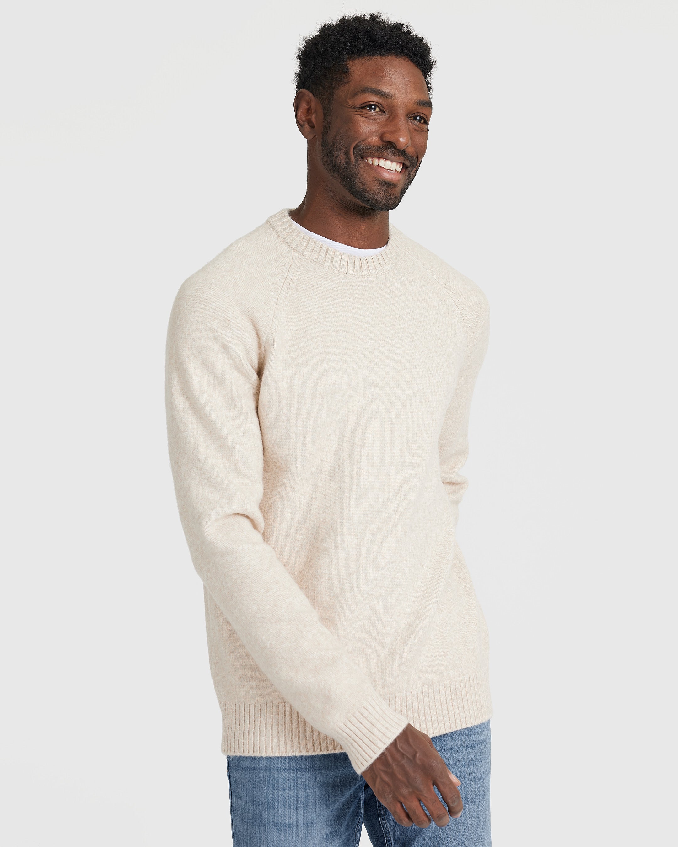 Heather Oatmeal Crew Neck Sweater Heather Oatmeal Crew Neck