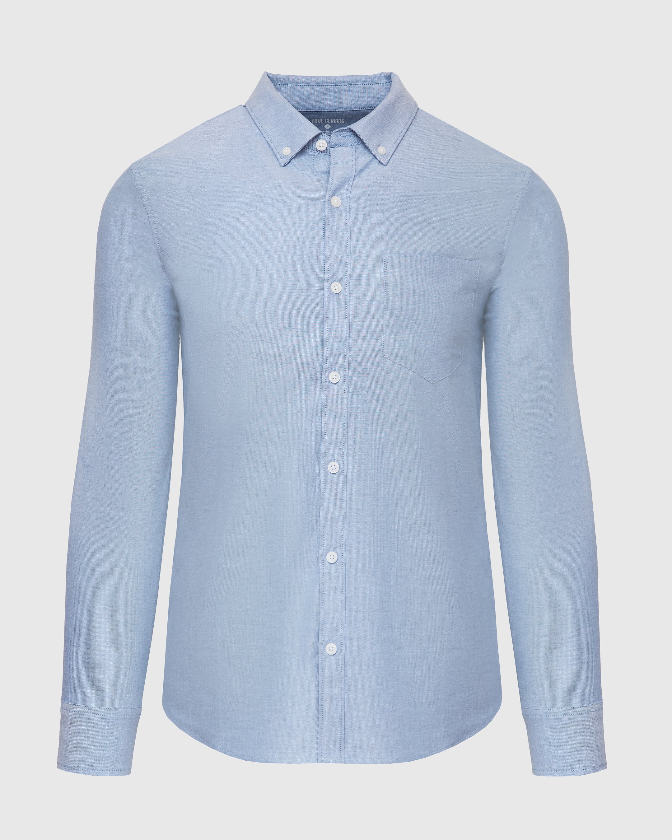 Banker Blue Stretch Oxford Long Sleeve Button Up Shirt Banker