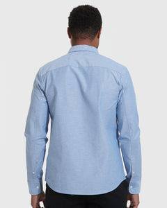 True ClassicStretch-Longsleeve-Oxford-Shirt in Banker Blau