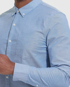 True ClassicBanker Blue Stretch Oxford Long Sleeve Shirt