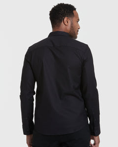 True ClassicStretch-Oxford-Longsleeve-Shirt in Schwarz