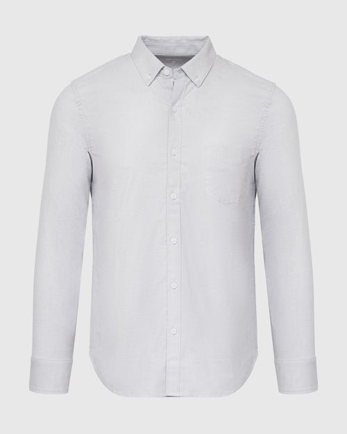 Light Gray Stretch Oxford Long Sleeve Shirt