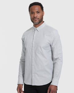 True ClassicCamisa Oxford elástica gris claro mangas largas