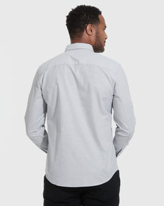 True ClassicCamisa Oxford elástica gris claro mangas largas