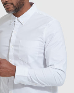 True ClassicStretch-Oxford-Longsleeve-Shirt in Weiß