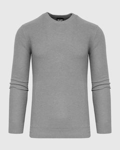 True ClassicSweater mit Rundhalsausschnitt aus Piqué-Stoff in Heather Gray