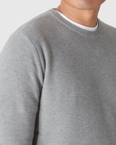 True ClassicSweater mit Rundhalsausschnitt aus Piqué-Stoff in Heather Gray