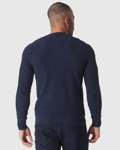 True ClassicSweater mit Rundhalsausschnitt aus Piqué-Stoff in Heather Marineblau