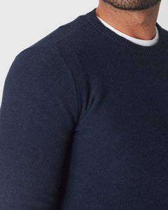 True ClassicSweater mit Rundhalsausschnitt aus Piqué-Stoff in Heather Marineblau