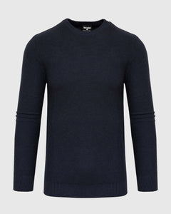 True ClassicSweater mit Rundhalsausschnitt aus Piqué-Stoff in Heather Marineblau