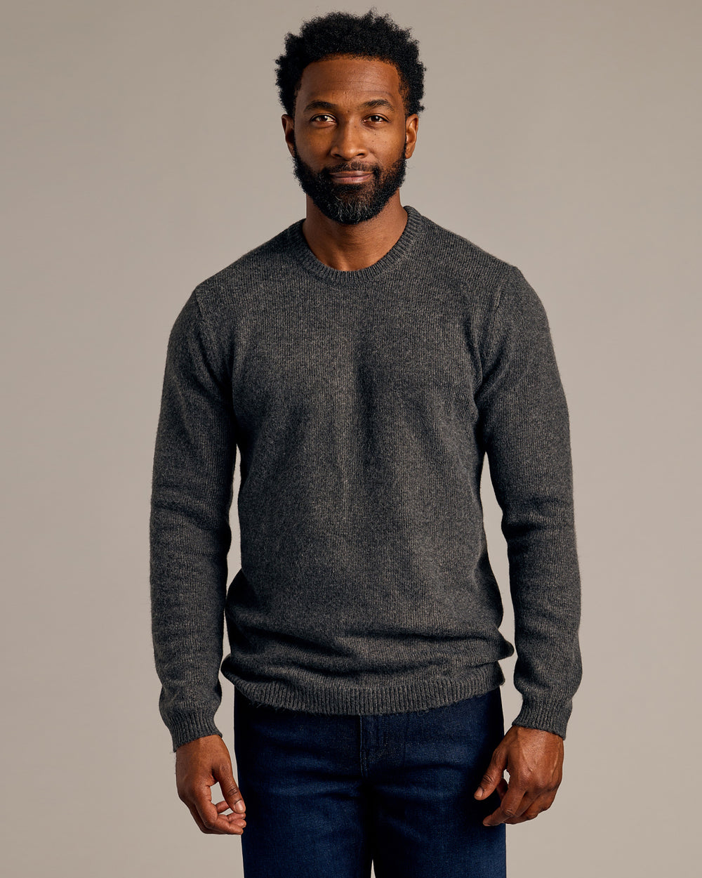 Charcoal Heather Gray Marled Crew Neck Sweater