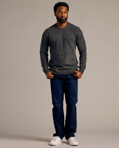 Charcoal Heather Gray Marled Crew Neck Sweater