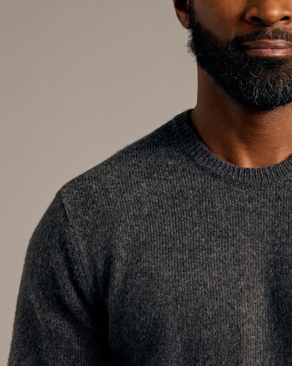 Charcoal Heather Gray Marled Crew Neck Sweater