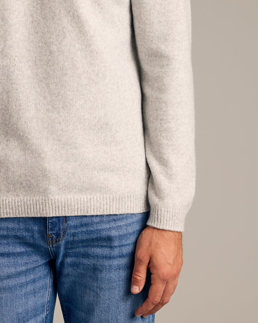 Light Heather Gray Marled Crew Neck Sweater