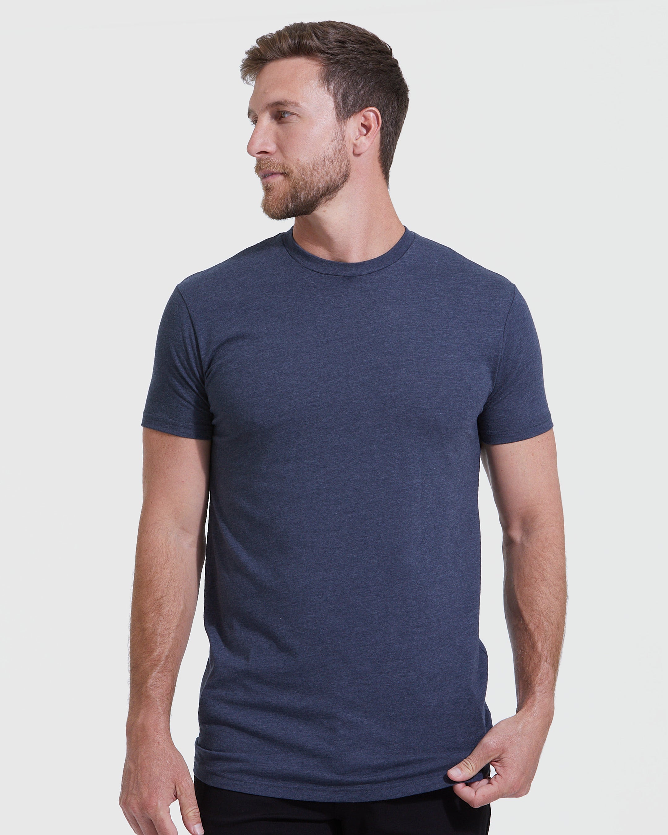 Heather Navy Tall Round Hem Crew Neck T-Shirt | Heather Navy Tall Round ...