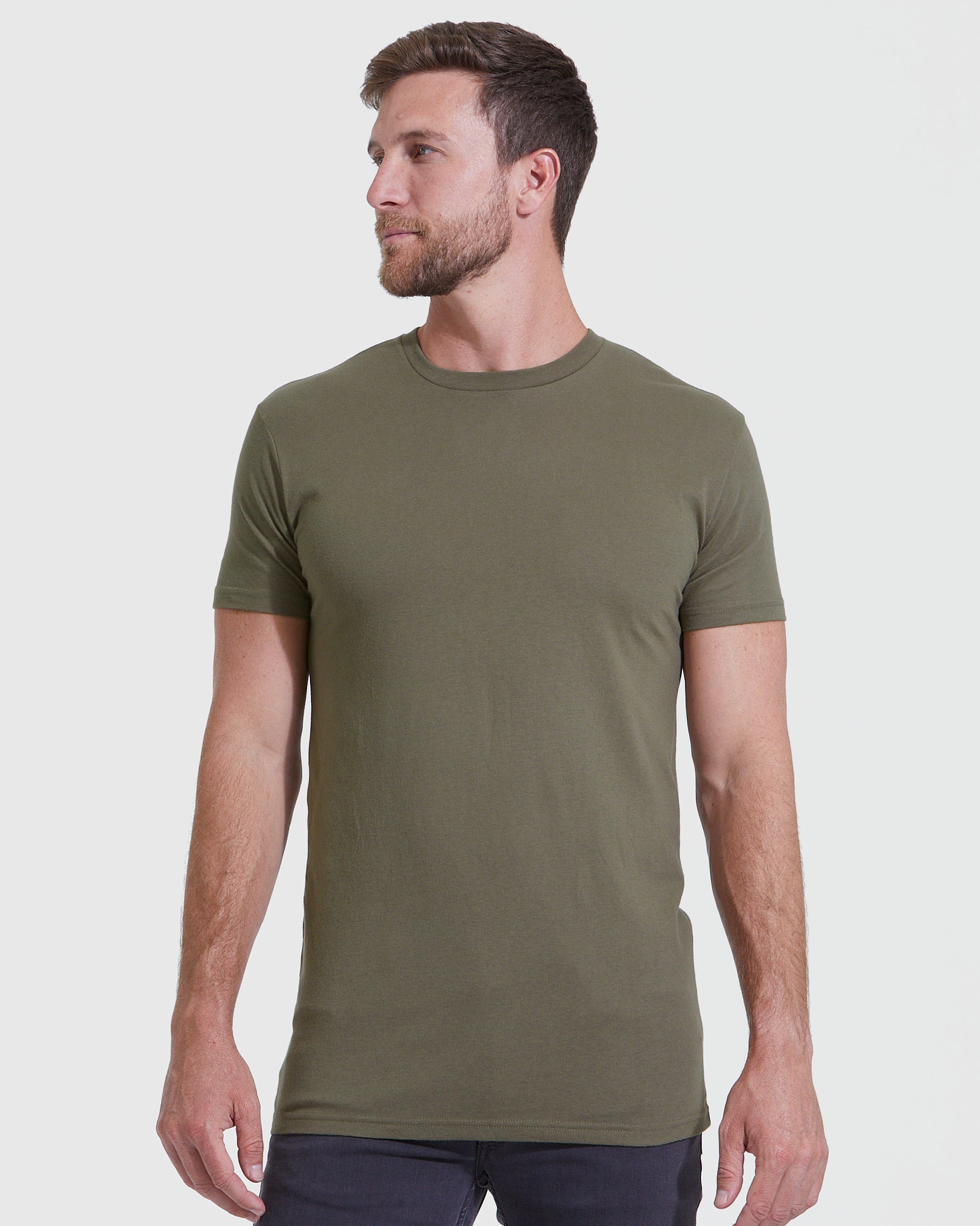 Olive green crew neck sales t shirt