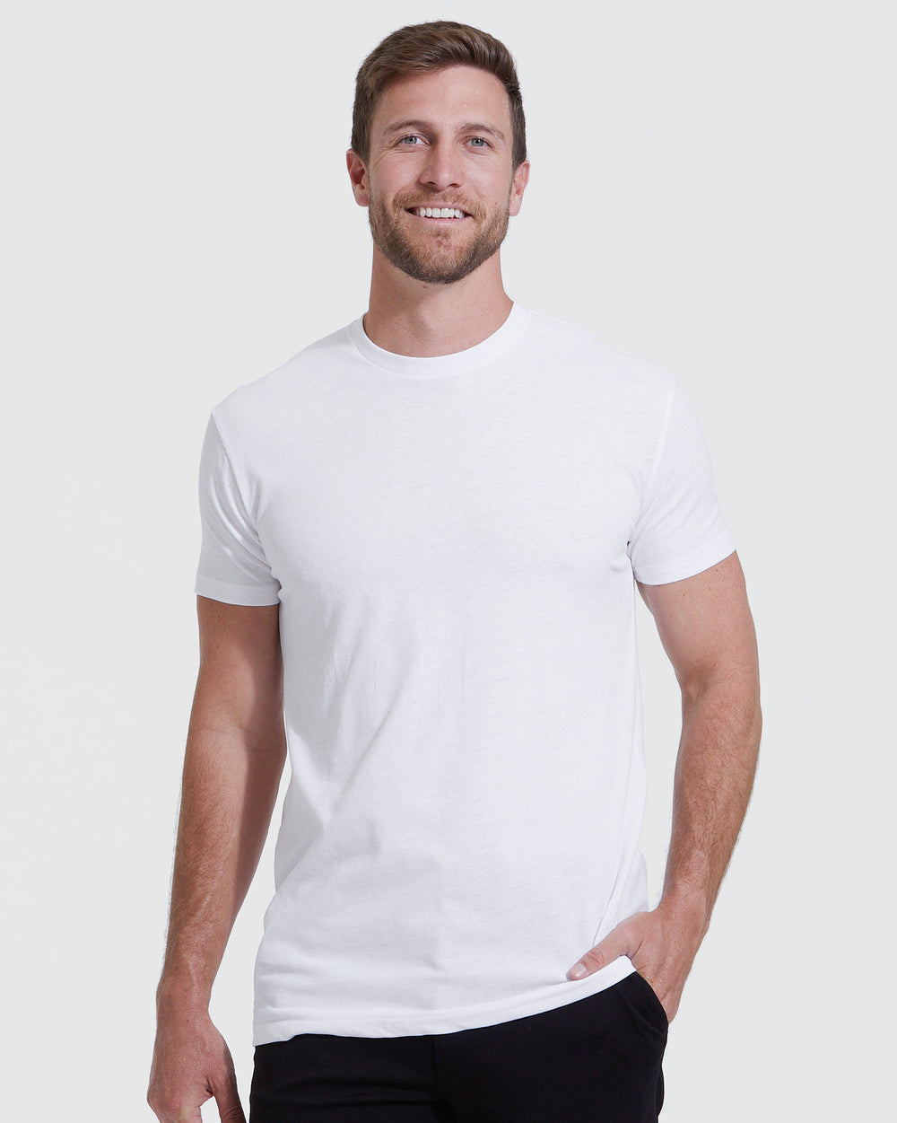 White Tall Round Hem Crew Neck T-Shirt – True Classic