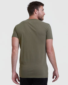 True ClassicCamiseta verde militar larga con cuello redondo y dobladillo recto