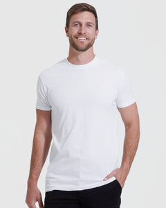 True ClassicAll-White Tall Straight Hem Crew Neck T-Shirt 6-Pack