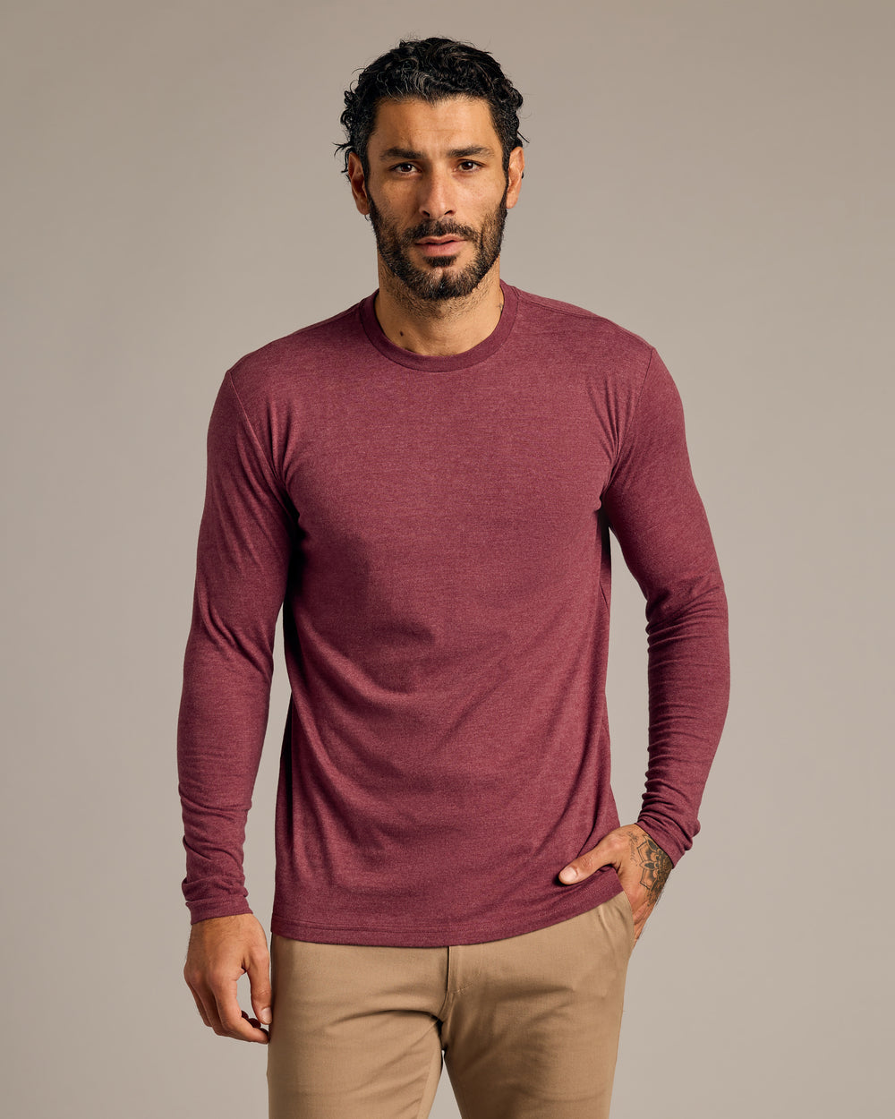 Heather Burgundy Tall Long Sleeve T-Shirt