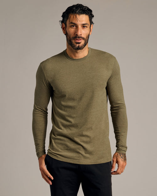 Heather Military Green Tall Long Sleeve T-Shirt