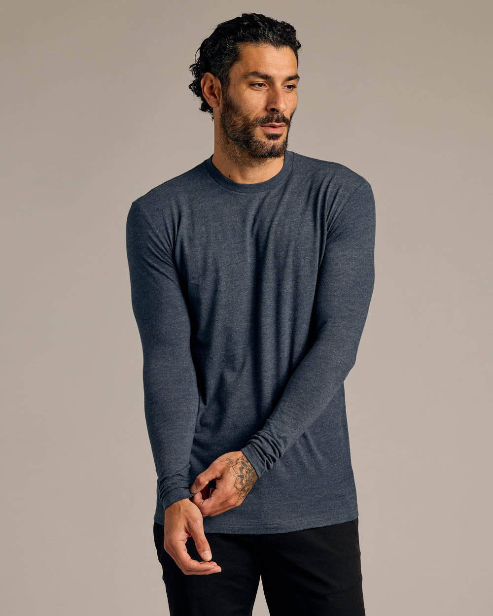 Heather Navy Tall Long Sleeve T-Shirt