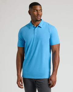 True ClassicDark Heather Bahama Blue Short Sleeve Tall Polo