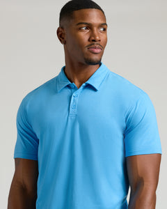 True ClassicDark Heather Bahama Blue Short Sleeve Tall Polo