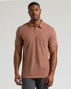 True ClassicDark Heather Sepia Short Sleeve Tall Polo