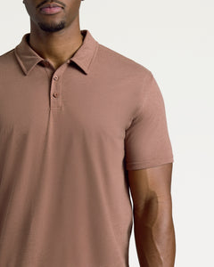 True ClassicDark Heather Sepia Short Sleeve Tall Polo