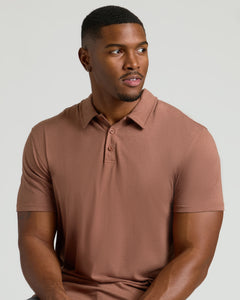 True ClassicDark Heather Sepia Short Sleeve Tall Polo