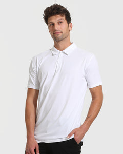 True ClassicCamiseta cuello polo larga mangas cortas blanca