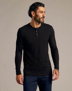 True ClassicBlack Long Sleeve Tall Classic Henley