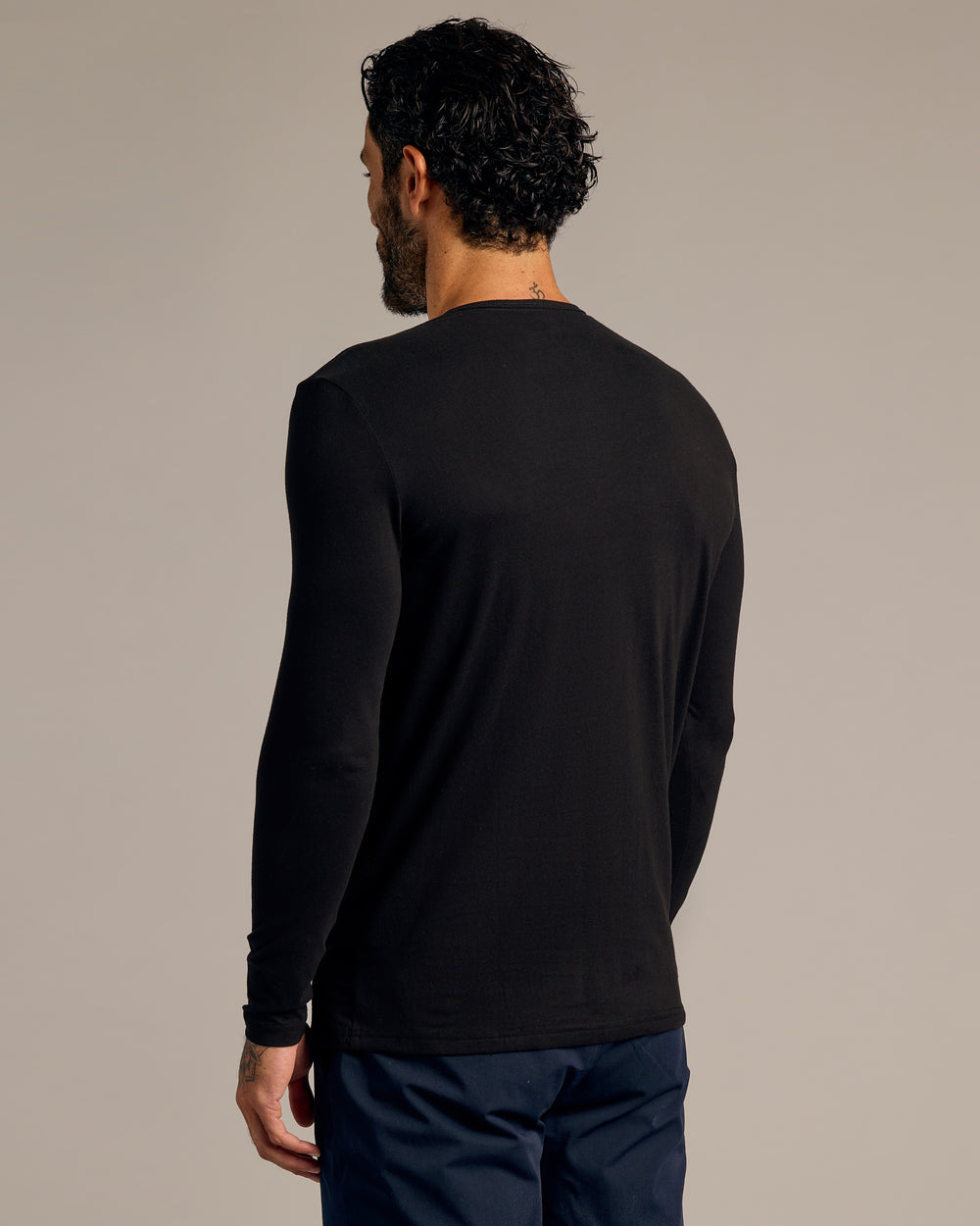 Black Long Sleeve Tall Classic Henley