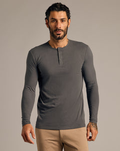 True ClassicCarbon Long Sleeve Tall Classic Henley