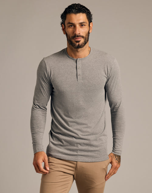 Heather Gray Long Sleeve Tall Classic Henley