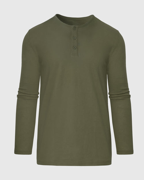 Military Green Long Sleeve Tall Classic Henley