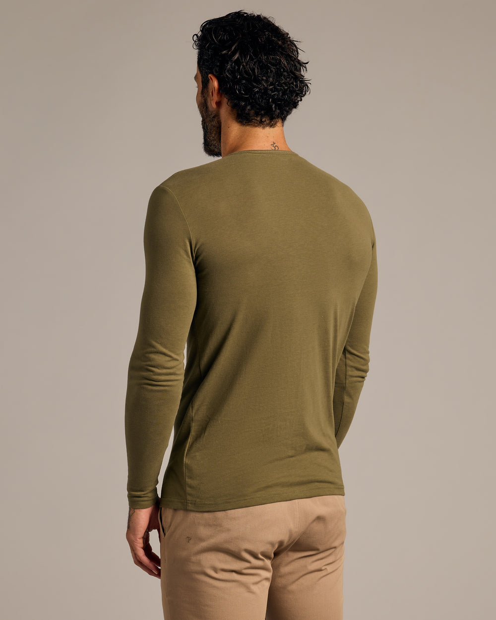 Military Green Long Sleeve Tall Classic Henley