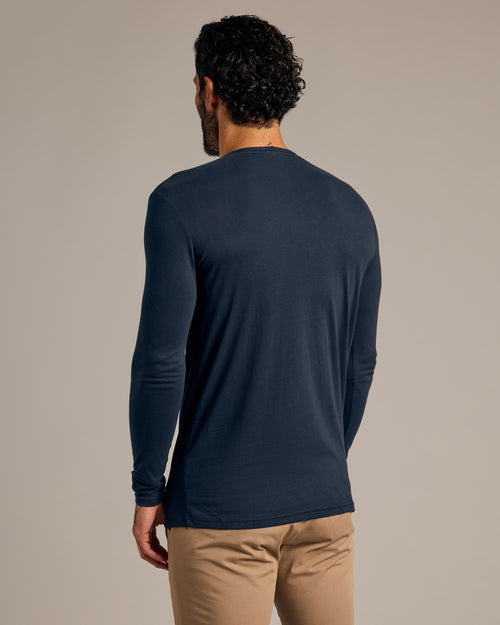 Navy Long Sleeve Tall Classic Henley